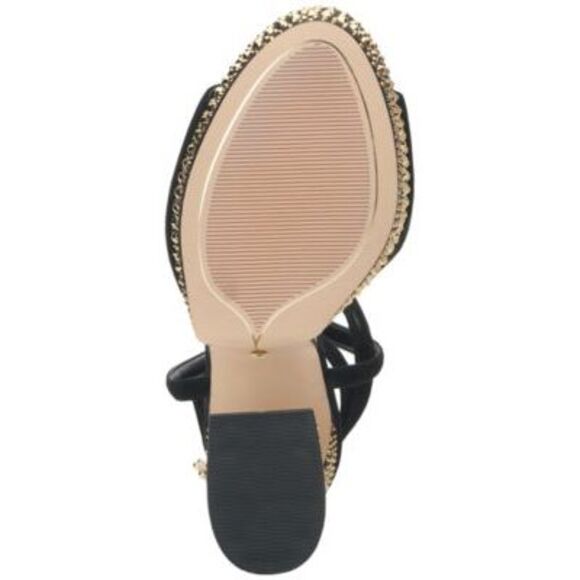 VINCE CAMUTO Womens Black Inna Round Toe Flare Leather Heeled Sandal 5.5 M - Picture 4 of 4